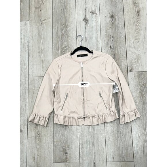 Zara Women’s‎ Large Blush Pink Faux Leather Jacket Coquette Balletcore Chic - Picture 4 of 5